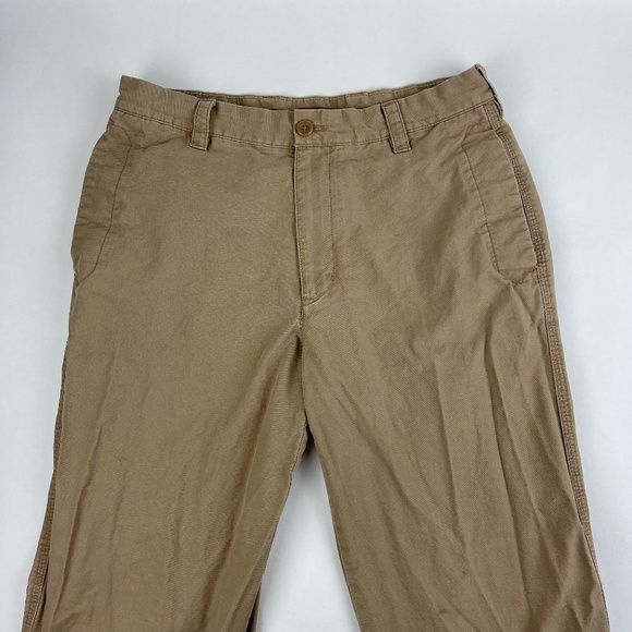 Izod Luxury Sport Chino Pants Mens 32x32 Khaki Flat Front - Picture 2 of 11